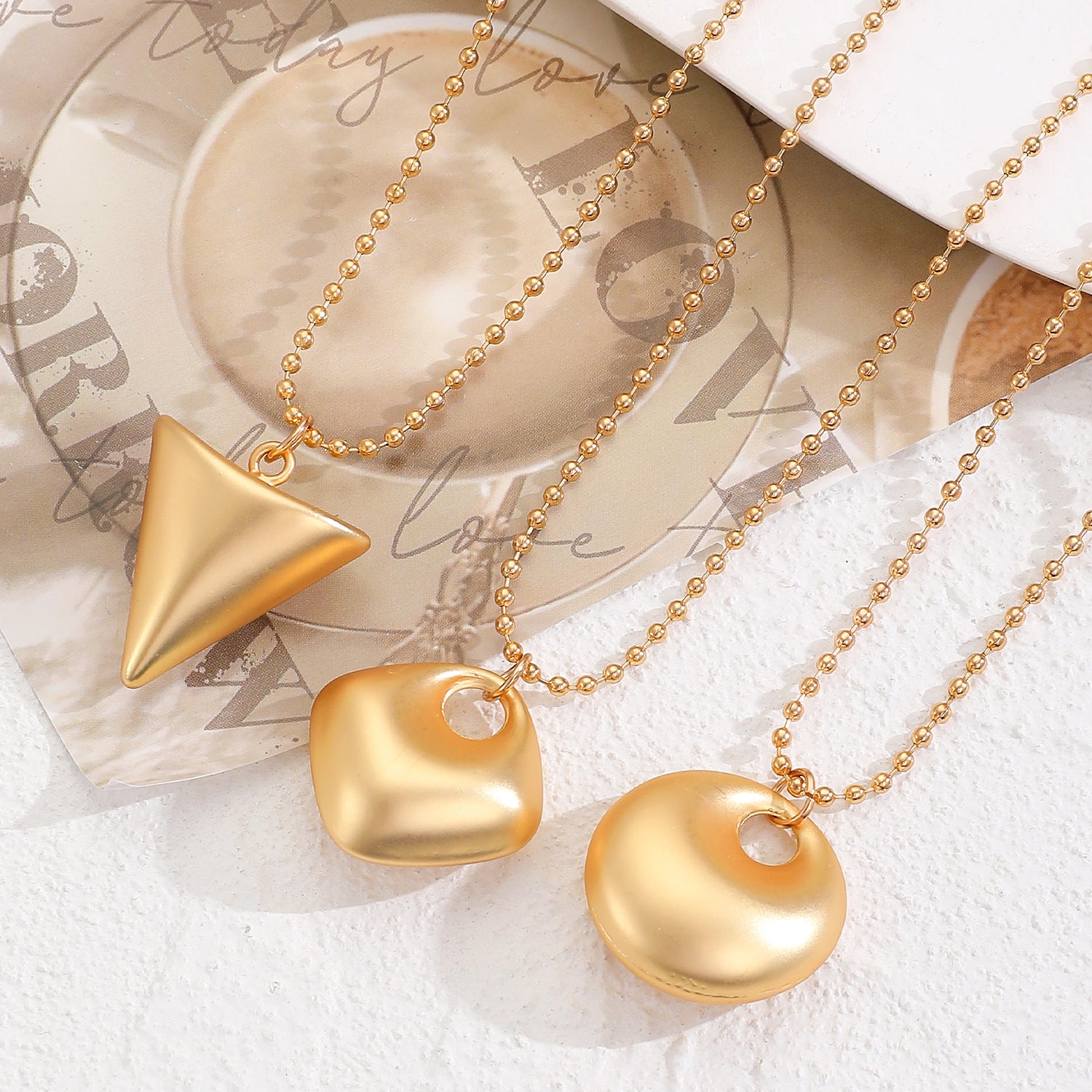 Wholesale Smooth brushed geometric simple necklace I